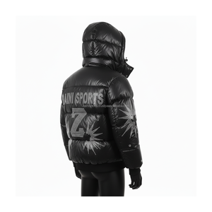 Chaqueta acolchada de nailon Premium 260GSM, abrigo de invierno cálido con panel gris de doble tono con bordado, chaqueta acolchada con logotipo personalizado para hombre - Product Image 4