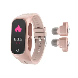 Montres intelligentes Android 2 en 1 <span class=keywords><strong>N8</strong></span> avec écouteurs sans fil, moniteur de fréquence cardiaque, GPS, fitness, écouteurs TWS intégrés pour hommes et enfants - Product Image 3