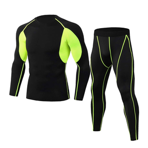 Custom Logo Full Length Elastic Waist Compression <b>set</b> Sports Workout Tights With Long Sleeve Shirt Sublimated Compression <b>set</b> - Product Image 3