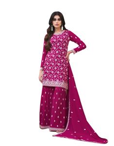 El último diseñador Pure Georgette Bordado Secuencia Trabajo Sharara Traje por Fab Zone - Product Image 1