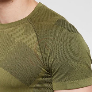 T-shirt de sport pour homme, coupe classique, logo personnalisé, vêtements de musculation, fitness, séchage rapide, compression respirante, col rond - Product Image 3