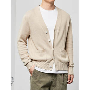 Cárdigan OEM hecho a medida para hombre, venta al por mayor, moda de invierno, cuello en V, cárdigan informal, suéter elegante de punto de algodón para hombre - Product Image 3