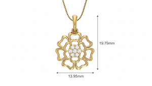 Pendentif Fleur en Cristal avec Finition Or Moderne en Or 14 carats et Diamant Naturel - Product Image 2