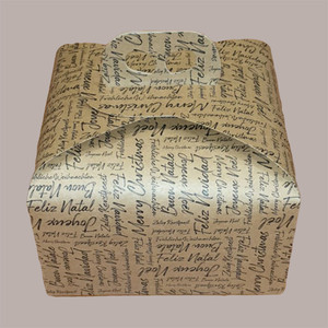 10 pièces boîte-cadeau en carton marron pour 1kg Panettone support bas avec mots de noël graphiques 245x245H130mm - Product Image 2