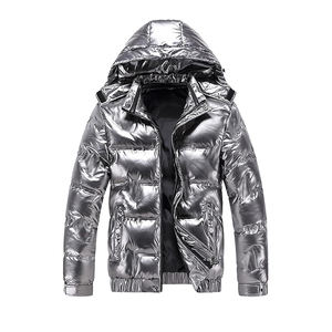 OEM <b>Men's</b> Winter Coated Long Stand Collar Zipper Closure Hooded Breathable Wool Liner Custom Logo High Street Puffer <b>Jacket</b> - Product Image 2