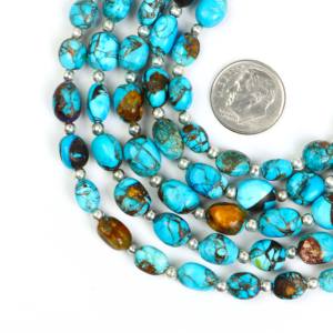 Perles de turquoise Mohave bleues pour la fabrication de bijoux, pierres précieuses lisses en turquoise bleue, perles en vrac à prix de gros en provenance d'Inde - Product Image 2