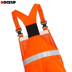 ผ้ากันเปื้อนและสายรัดเอี๊ยมสะท้อนแสงโพลีเอสเตอร์สะท้อนแสงสำหรับผู้ชาย Dungaree Safety Work Wear Bibs - Product Image 5