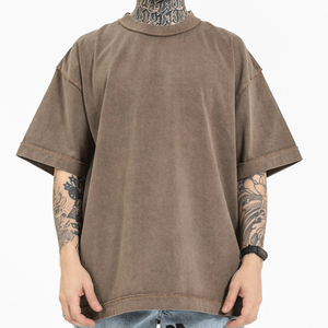 เสื้อยืดคอกลมเปิดไหล่ปล่อยกรดสำหรับผู้ชายเสื้อวินเทจใส่ได้ทั้งชายและ250gsm โอเวอร์ไซส์ - Product Image 4