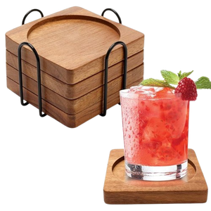 Classic Style Natural Wooden Coaster Stand Awesome Design for Home Hotel Use Economical Price Table Top Shape Cup Glass Coasters - Product Image 4