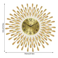 Offre spéciale, horloge murale de luxe en or avec design en cristal, montre à quartz silencieuse, décoration murale 3d pour le salon