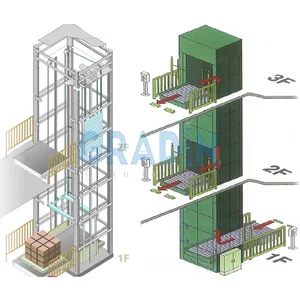 Konveyor bolak-balik vertikal pengangkat barang Lift Lift Lift Lift untuk barang gudang