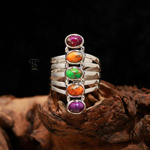 Anillo ovalado de piedras preciosas turquesas de ostra turquesa natural, anillo de joyería fina de piedras preciosas al por mayor, anillo de sólida plata de ley 925 - Product Image 4