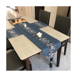 Design brodé à la main Beige 100% coton biologique solide maison fête intérieur événements luxe chemin de Table à manger livraison directe - Product Image 6