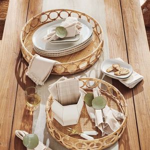 Plateau de service en rotin en osier de bambou naturel de haute qualité pour ustensiles de cuisine accessoires de maison et artisanat de décoration - Product Image 1