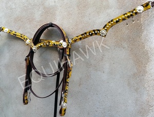 Conjunto de ropa ecuestre de estilo occidental personalizada, coraza de cuero para caballete, ajuste de cuero crudo, Halter plateado para montar a caballo - Product Image 3