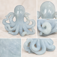 Statue d'octopus en pierre d'ange polie, sculptée à la main, en cristal naturel, sculpture de vie marine pour présentation sur étagère ou table