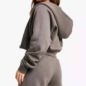 Survêtement d'hiver zippé 2-en-1 épais et respirant pour femme, imprimé vintage délavé à l'acide, 100 % coton - Product Image 5