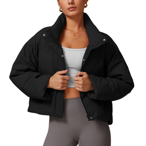 Dikson Deportes Venta al por mayor Chaquetas de invierno de las mujeres Recortada Zip Bomber Puffer Abrigos con cuello con capucha Ropa de mujer corta - Product Image 5