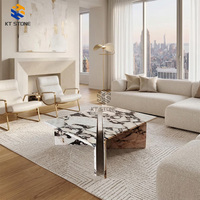 Table basse rectangulaire moderne en marbre, plateau en pierre naturelle, style minimaliste, pour salon et bureau à domicile – Collection 2026, Offre Spéciale