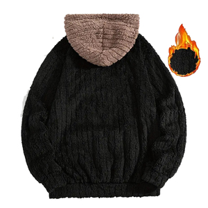 <b>Top</b> Quality Fur Hoodie For Men's <b>Black</b> Color <b>Long</b> <b>Sleeve</b> Pullover Street Wear Hoodies Sweatshirt With Pockets - Product Image 2