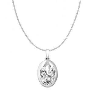 NOVAMART Fine Zarkan 925 Silver Ganesha <b>Locket</b> with Chain 14K Gold & Rhodium Plated Diamond Zircon Inlaid for Gifts Engagement o - Product Image 2