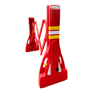 Ensemble de 10 barrières accordéon rouges 230 x 110 cm en aluminium et acier durables pour le contrôle du trafic - Product Image 4