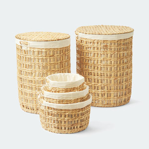 Ecofriendly ชุด05ตะกร้าใส่ผักตบชวา,พร้อมขอบและฝาปิดผลิตในเวียดนาม - Product Image 4