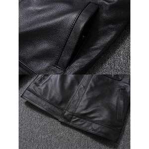 Chaqueta de Cuero Ligera para Hombre, Estilo Motero y Biker, con Capucha, Cómoda y a la Moda, de Piel de Vaca y Lona - Product Image 3