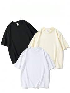 Venta al por mayor 100% algodón liso de gran tamaño hombres camiseta 220Gsm peso pesado logotipo personalizado hombres Puff impresión pantalla impresión y DTF impresión camiseta - Product Image 4