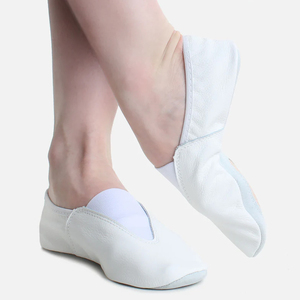 Nuevo diseño, lona elástica rosa, Media suela, zapatos de gimnasia de Ballet para adultos, niños, medios zapatos elásticos líricos, planos de cuero - Product Image 1