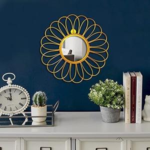 Stylish Golden Sunburst <b>Wall</b> <b>Mirror</b> Unique Decorative Accent for Living Room <b>Bedroom</b> Entryway with Radiant Modern Design - Product Image 5