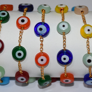 Chaîne de perles multicolores de 4 mm de qualité supérieure, chaîne de chapelet plaquée or, fil enroulé à la main, chaîne de perles faite à la main pour la fabrication de bijoux - Product Image 3
