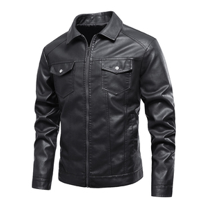 European and American mens leather <b>jacket</b> mens youth stand <b>collar</b> punk mens motorcycle leather <b>jacket</b> - Product Image 6