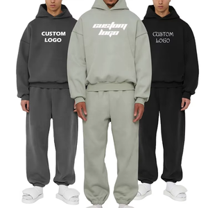 Ensemble de survêtement streetwear personnalisé : sweat-shirts et pantalons de survêtement oversize unisexe pour homme, ensemble ample et épais - Product Image 5