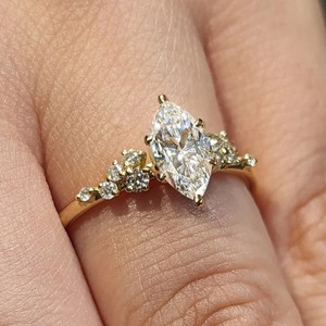 Anillo de Compromiso de Diamante VVS de Corte Brillante Cultivado en Laboratorio, Oro de 14K, Talla Personalizada de Lujo, Unisex, Certificado - Product Image 6