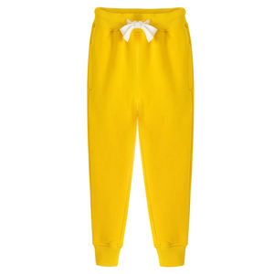 กางเกงจ็อกเกอร์เด็ก สวมใส่สบาย สีเหลือง ผ้าฝ้ายผสมโพลีเอสเตอร์ ผ้าฟลีซ เอวยางยืด มีกระเป๋าสองข้าง เป็นมิตรกับสิ่งแวดล้อม น้ำหนักเบา คุณภาพสูง - Product Image 1