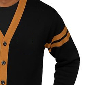 Add 1906 Alpha LOGO High Quality Premium Unisex Varsity Cardigan Sweater V-neck Black & Gold Knitted <b>Fabric</b> Soroities Uniform - Product Image 3