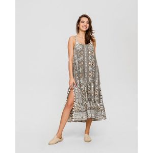 Été 2020 Robe de Bohème à bretelles spaghetti Broderie riche Coton doux et aéré Glands miroir brillant Impression géométrique - Product Image 1