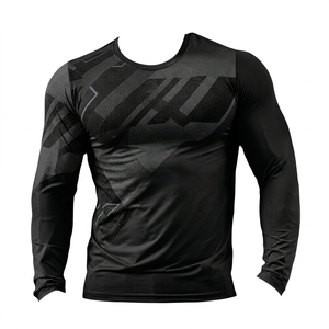Men's Long Sleeve Fitted <b>Compression</b> <b>Shirt</b> Geometric Print Moisture Wicking Breathable Quick Dry Crew Neck Polyester Full Sleeve - Product Image 2
