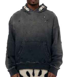 เสื้อฮู้ดดี้เฟรนช์เทอร์รี่ขนาดใหญ่พิเศษ ปี 2024 น้ำหนัก 500 กรัม ผ้าฝ้าย 100% ไม่หด ดีไซน์บุซับใน ผลิตโดยผู้ผลิตโดยตรง ลวดลายฟอกสีแบบดิสเทรส - Product Image 1