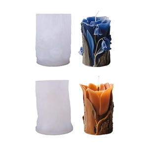 Stampo in <span class=keywords><strong>silicone</strong></span> 3D VM19 per candele a pilastro floreali, con motivo a rilievo a forma di giglio della valle e tulipano, per cera profumata fai da te e gesso - Product Image 1