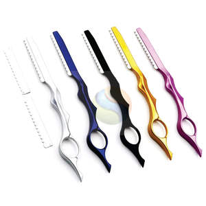 มีดโกนหนวดตรงสแตนเลสพรีเมียมพร้อมโลโก้สั่งทำพิเศษ สำหรับช่างตัดผมมืออาชีพ  มีดโกนหนวดและมีดซอยผม ด้ามจับไม้ - Product Image 1