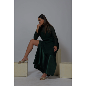 Robe de soirée longue en vert foncé de qualité supérieure pour femmes, manches longues, robe de soirée formelle maxi, au meilleur prix - Product Image 6