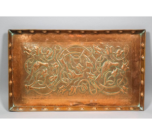 Plateau de service en cuivre Design martelé de taille multiple Plateau en cuivre épaissi personnalisable de haute qualité - Product Image 1