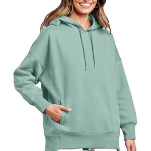 Sweats à capuche pour femmes 100% coton goutte épaule conception surdimensionnée col respirant Logo personnalisé Service OEM 2026 - Product Image 5