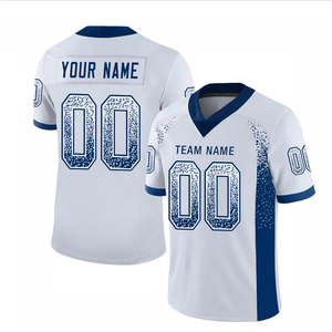 Camiseta de Fútbol Americano Retro Personalizada con Cuello Redondo, Diseño de Parches a Rayas, Camisetas de Fútbol de Corte Holgado, Uniforme de Fútbol - Product Image 1