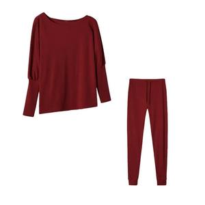 Chándal deportivo de patrón sólido de 2 piezas para mujer, 100% de algodón, cuello ecológico, de talla grande, ropa deportiva de invierno al por mayor - Product Image 5