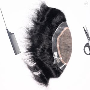 Tupé Premium de Dubai para hombre con técnica de PU de encaje frontal Mirage, cabello Remy indio, textura recta, postizo Premium Miraz Border - Product Image 5