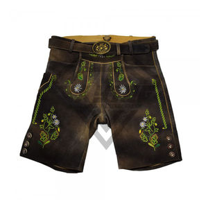 Short en cuir bavarois de qualité supérieure pour homme, style classique, décoration unie avec boutons embossés, longueur genou, rue moyenne - Product Image 6