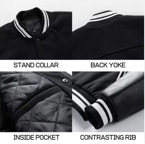 Design your own High Quality <b>Men's</b> Varsity <b>Jacket</b> Custom PU Patchwork Blank Unisex Baseball <b>Jackets</b> for Spring - Product Image 4